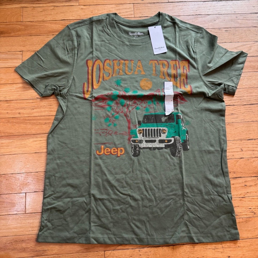 Goodfellow & Co Mens Jeep Joshua Tree Graphic T-Shirt Green Large NWT